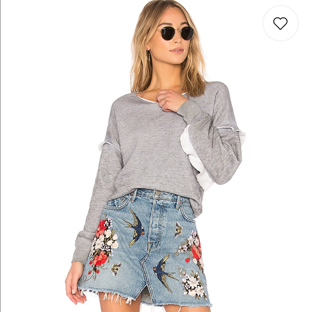 Wildfox Audri Burnout Ruffle Sleeve Sweatshirt NWT